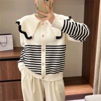 Acrylic Sweater Coat loose knitted striped PC