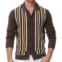 Viscose Slim Man Knitwear knitted striped brown PC