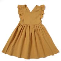 Cotton Girl One-piece Dress & breathable Solid PC