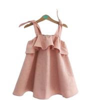 Cotton scallop Girl One-piece Dress Cute & breathable Solid pink PC