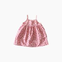Cotton Princess Girl One-piece Dress large hem design printed heart pattern pink PC