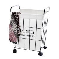 Iron & Cotton Linen Storage Basket with pulley & large capacity printed letter PC