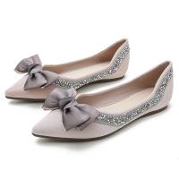 Rubber & Polyester Pointed Flat Shoes & with rhinestone Pair