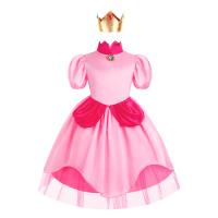 Nylon Slim & Princess & High Waist Girl One-piece Dress large hem design patchwork pink PC