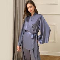 Polyester Women Pajama Set & two piece top & bottom patchwork Solid Set