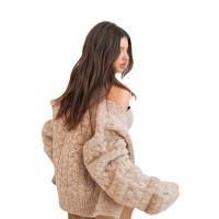 Polyester Slim Sweater Coat & thermal knitted Solid two different colored PC