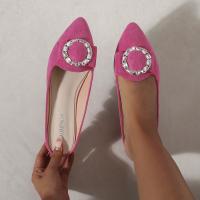 Rubber & Suede Pointed Flat Shoes hardwearing  Pair