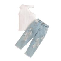 Cotton Girl Clothes Set & two piece & loose Pants & top Solid Set