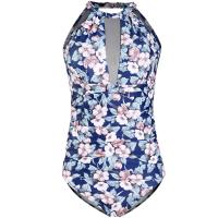 Polyester One-piece Swimsuit backless & padded printed PC