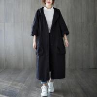 Polyester long style Women Trench Coat & loose & thermal Solid : PC