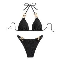 Polyester Bikini & two piece & skinny style black Set