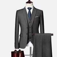 Mixed Fabric Slim Men Suit & three piece & breathable vest & Pants & coat Set
