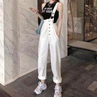 Denim Women Suspender Trousers & loose & breathable Solid PC