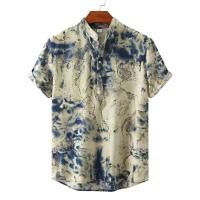 Polyester Mannen korte mouw Casual Shirt Afgedrukt veelkleurig stuk