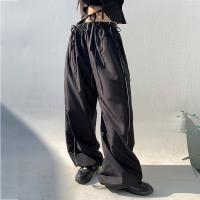 Polyester Wide Leg Trousers Women Long Trousers & loose Solid black PC