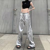 Polyester Women Long Trousers & loose & breathable Solid silver PC