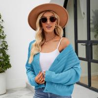 Polyester Women Cardigan & loose & hollow knitted PC