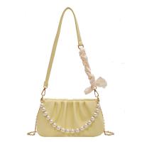 PU Leather Handbag with chain & soft surface & attached with hanging strap Solid PC