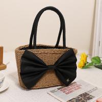 Paper Rope Easy Matching Woven Tote large capacity Polyester bowknot pattern coffee PC