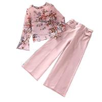 Polyester Slim Girl Clothes Set & two piece Pants & top printed Others Set