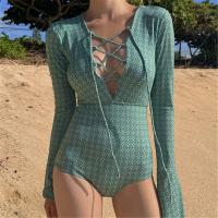 Polyamide High Waist One-piece Swimsuit backless & hollow printed Others PC