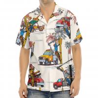 Polyester Men Short Sleeve Casual Shirt & loose & breathable printed PC