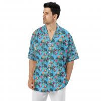 Polyester Plus Size Men Short Sleeve Casual Shirt & loose & breathable printed PC