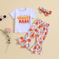 Cotton Slim Girl Clothes Set & three piece Pants & top printed striped multi-colored Set