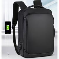 Polyester Backpack large capacity & hardwearing & with USB interface & waterproof Solid PC