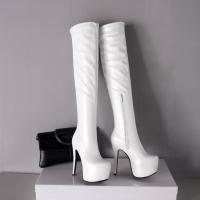 PU Leather & Suede side zipper & Stiletto Boots Pair