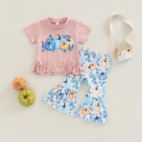 Cotton Girl Clothes Set & two piece Pants & top printed mixed pattern mixed colors Set