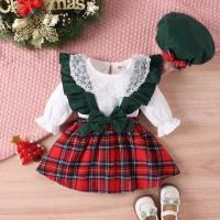 Cotton Girl Two-Piece Dress Set & three piece Hat & skirt & top patchwork Others multi-colored Set