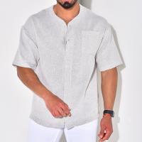 Polyester Mannen korte mouw Casual Shirt Witte stuk