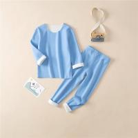 Polyester Children Pajama Set thicken & thermal patchwork Solid Set