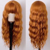 High Temperature Fiber mid-long hair & can be permed and dyed & Wavy Wig for women reddish orange PC