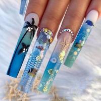 Plastic Creative & Easy Matching Fake Nails blue Set