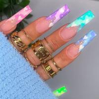 Plastique Faux ongles motif cardiaque multicolore pièce