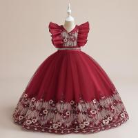 Viscose & Polyester & Katoen Meisje Eendelige jurk Geborduurd Bloemen meer kleuren naar keuze stuk