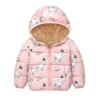 Polyester With Siamese Cap Girl Coat & thick fleece patchwork PC
