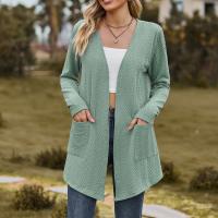 Polyester Women Long Cardigan & loose & with pocket Solid PC