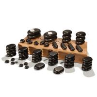 Lava Massage Gemstone durable & multiple pieces & massage Aluminum Plated Solid black Set