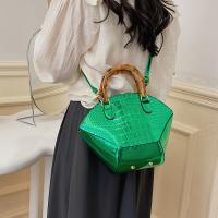 PU Leather hard-surface Handbag attached with hanging strap crocodile grain PC