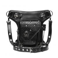 PU Leather Motorcycle Bag & Multifunction Shoulder Bag with chain black PC