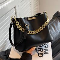 PU Leather Bucket Bag Shoulder Bag with chain & soft surface PC