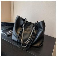 PU Leather Shoulder Bag with chain & large capacity & soft surface PC