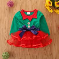 Cotton Slim Crawling Baby Suit skirt patchwork two different colored PC