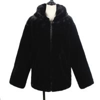 Acrylic With Siamese Cap & Plus Size Women Overcoat & thermal Solid black PC