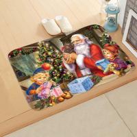 Flannel & Polyester Absorbent Floor Mat christmas design & washable printed PC