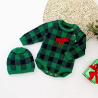 Cotton Baby Jumpsuit christmas design Hat & top printed plaid Set