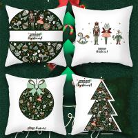 Linen & Polyester Throw Pillow Covers christmas design printed PC